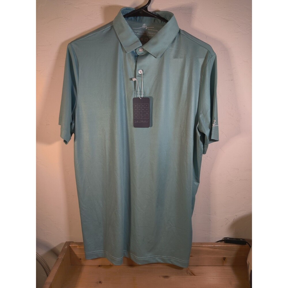 Boston Scott GEN 1 Mens Golf Polo NWT Green Blue S Athletic MSRP $79
